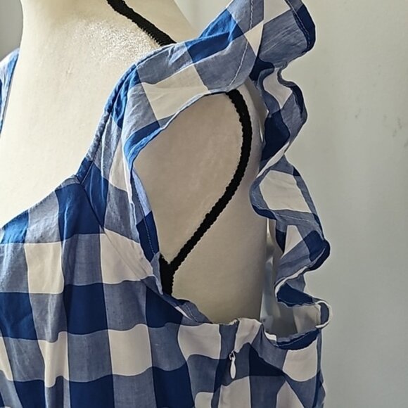 J. Crew Factory Blue and White Check and Gingham Sun Dress NWT - Picture 7 of 15